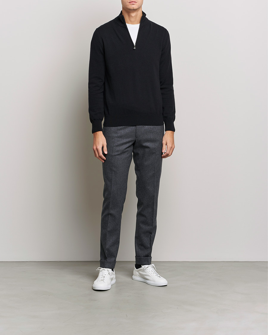Herren | Pullover | Piacenza Cashmere | Cashmere Half Zip Sweater Black