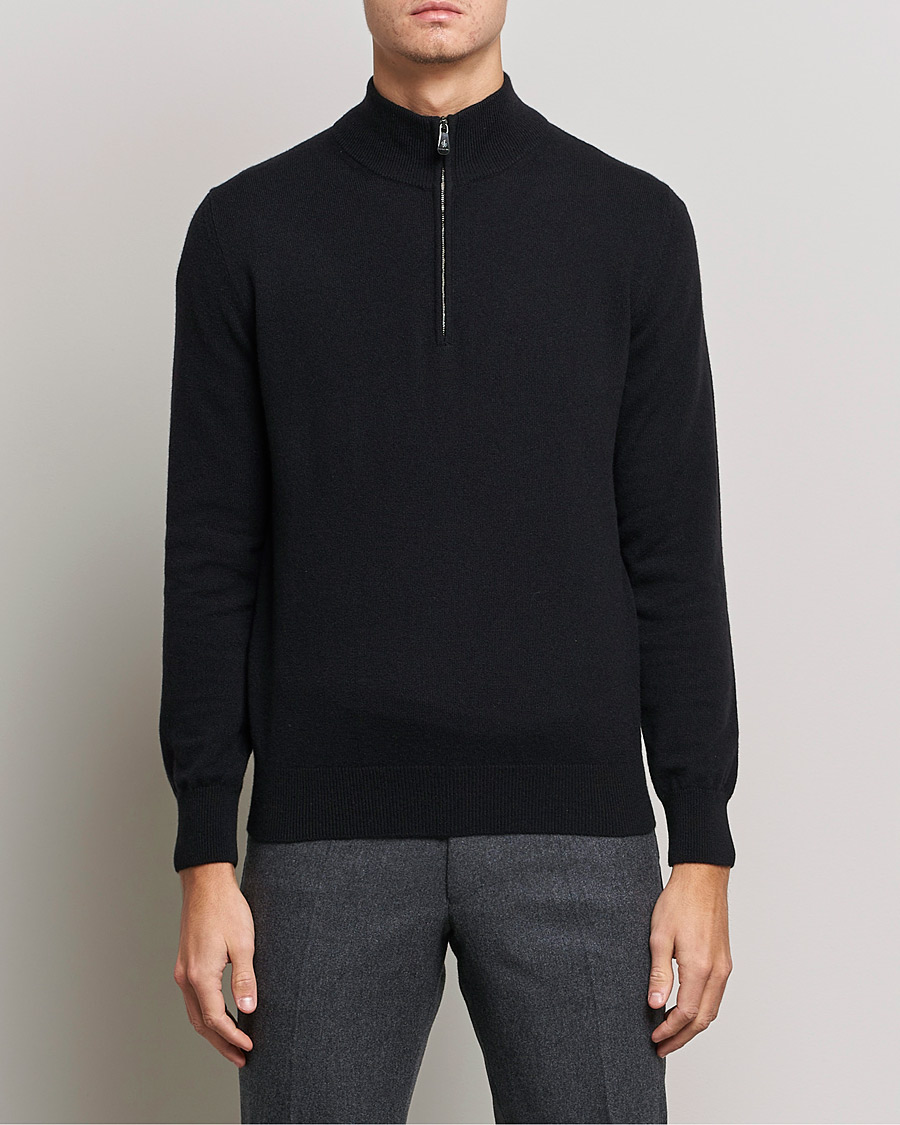 Herren | Italian Department | Piacenza Cashmere | Cashmere Half Zip Sweater Black