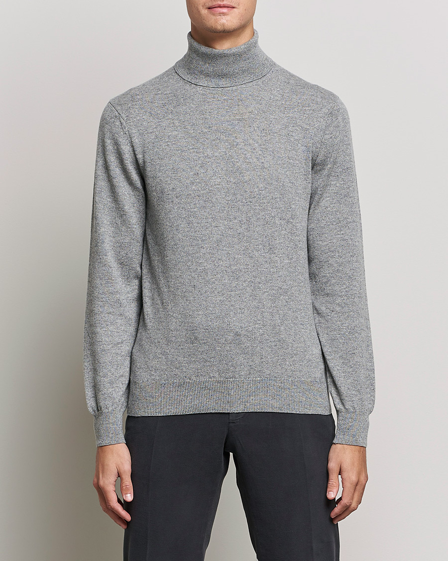 Herren | Piacenza Cashmere | Piacenza Cashmere | Cashmere Rollneck Sweater Light Grey