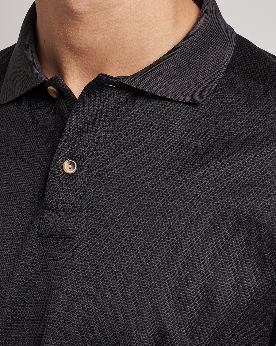 Herren | Pullover | Eton | Knit Jaquard Polo Shirt Black