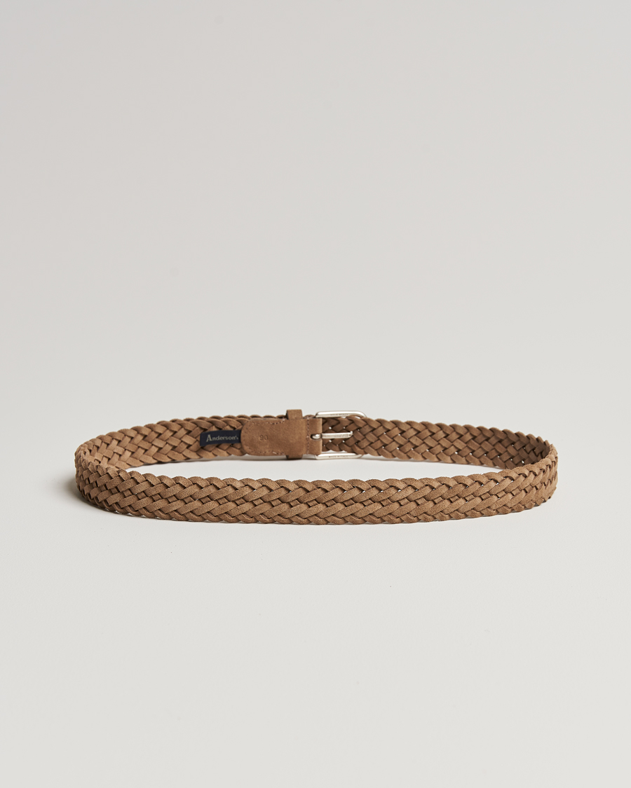 Men | Belts | Anderson\'s | Woven Suede Belt 3 cm Beige