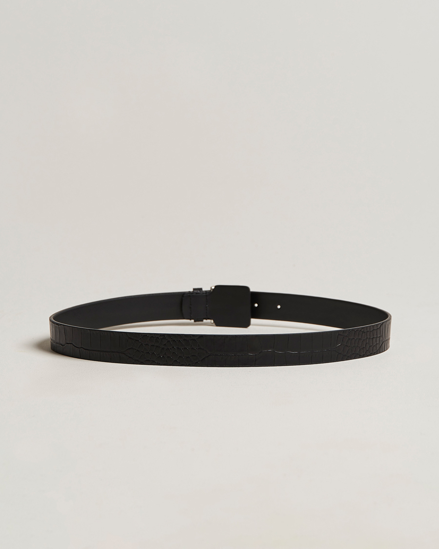 Herren | Anderson's Embossed Croco Belt 3 cm Black | Anderson's | Embossed Croco Belt 3 cm Black