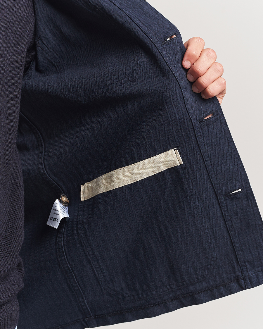 Herren | Hemden | A Day's March | Herringbone Overshirt Navy