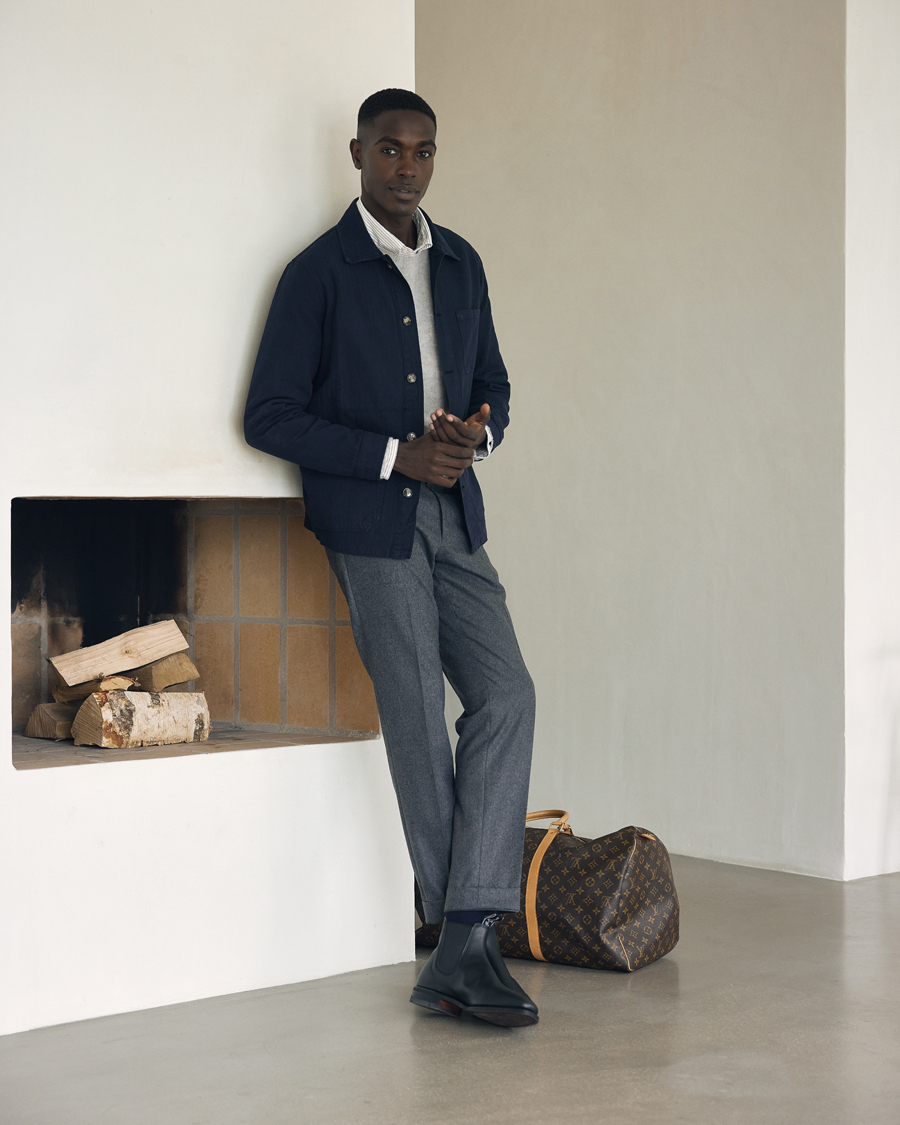 Herren | Hemden | A Day's March | Herringbone Overshirt Navy