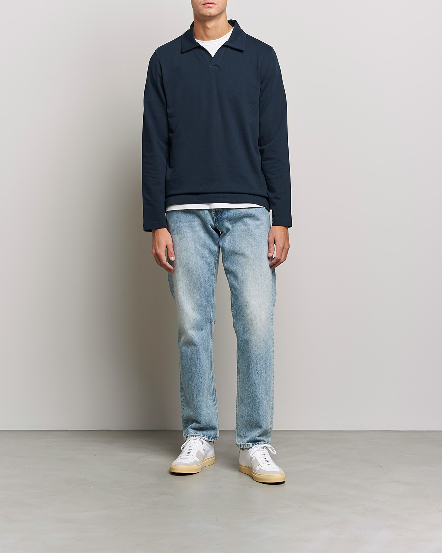 Herren | Pullover | A Day's March | Branford Long Sleeve Jersey Polo Navy