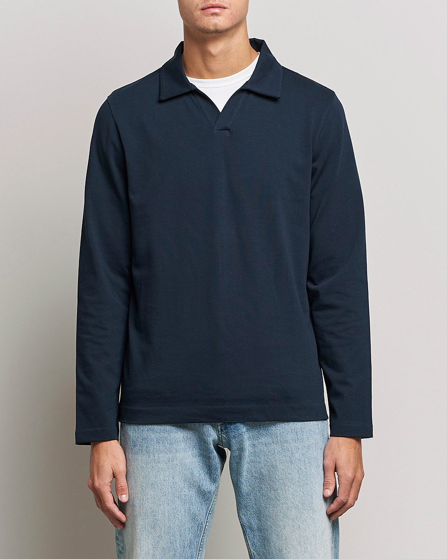 Herren | Pullover | A Day's March | Branford Long Sleeve Jersey Polo Navy