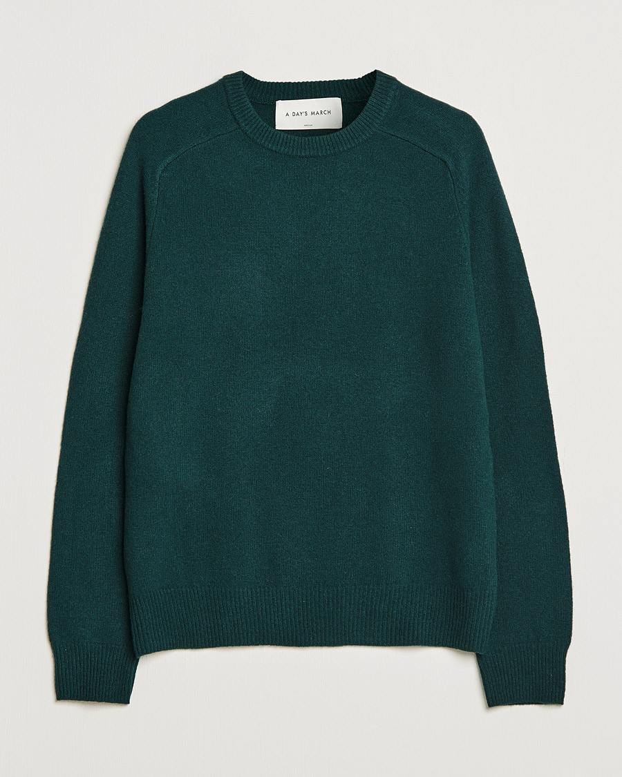 Herren | Pullover | A Day's March | Brodick Lambswool Sweater Bottle Green