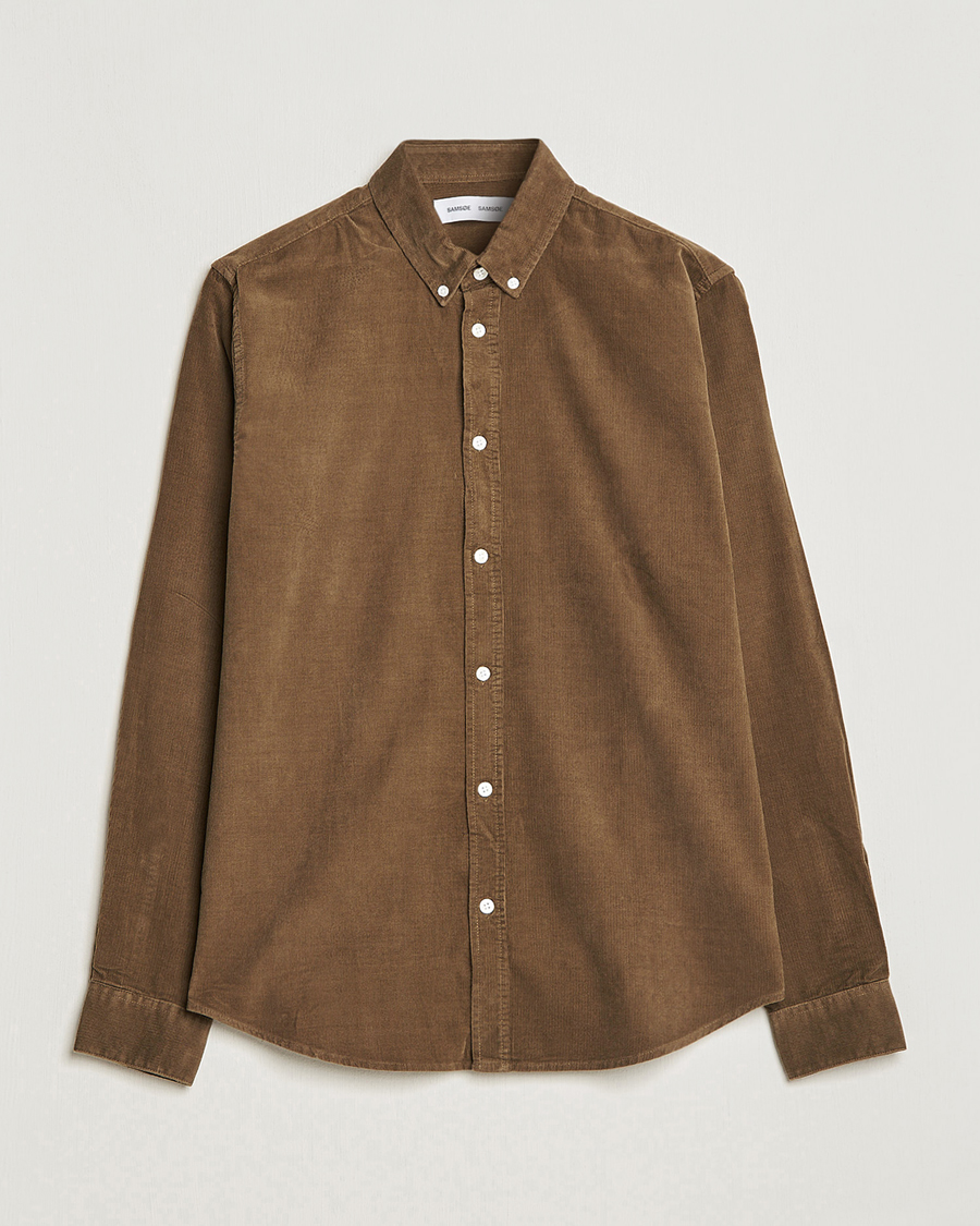 Herren | Hemden | Samsøe Samsøe | Samsøe & Samsøe Liam Organic Cotton Corduroy Shirt Stone Gray