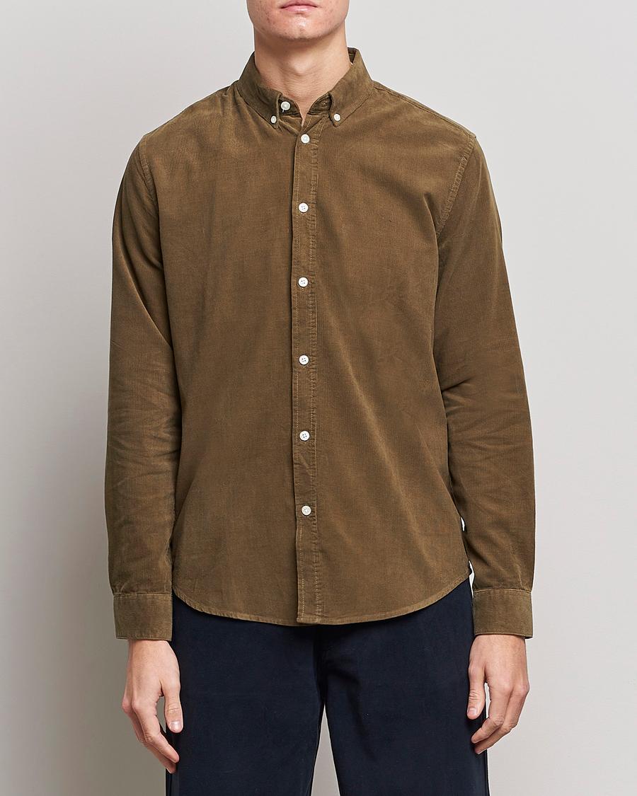 Herren | Hemden | Samsøe Samsøe | Samsøe & Samsøe Liam Organic Cotton Corduroy Shirt Stone Gray