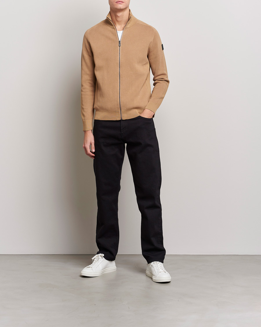 Herren | Pullover | BOSS BLACK | Fisio Knitted Full Zip Medium Beige