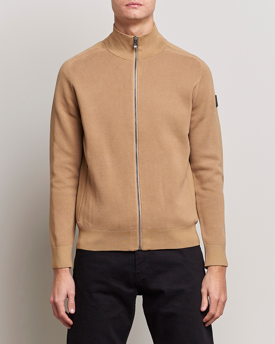 Herren | Pullover | BOSS BLACK | Fisio Knitted Full Zip Medium Beige