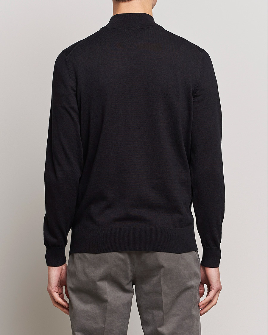 Herren | Pullover | BOSS BLACK | Padro Merino Knitted Half Zip Black
