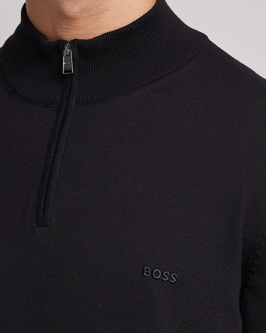 Herren | Pullover | BOSS BLACK | Padro Merino Knitted Half Zip Black