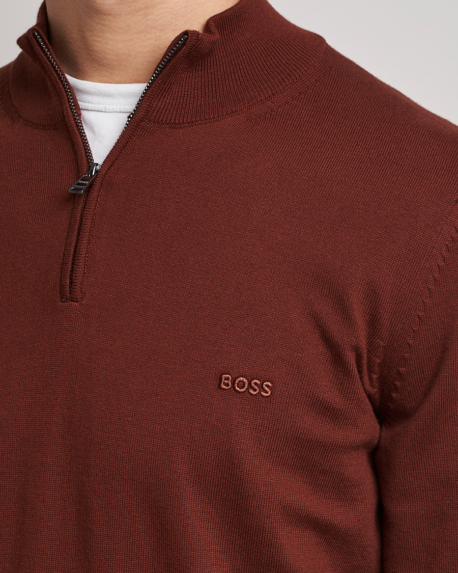 Herren | Pullover | BOSS BLACK | Padro Merino Knitted Half Zip Medium Brown