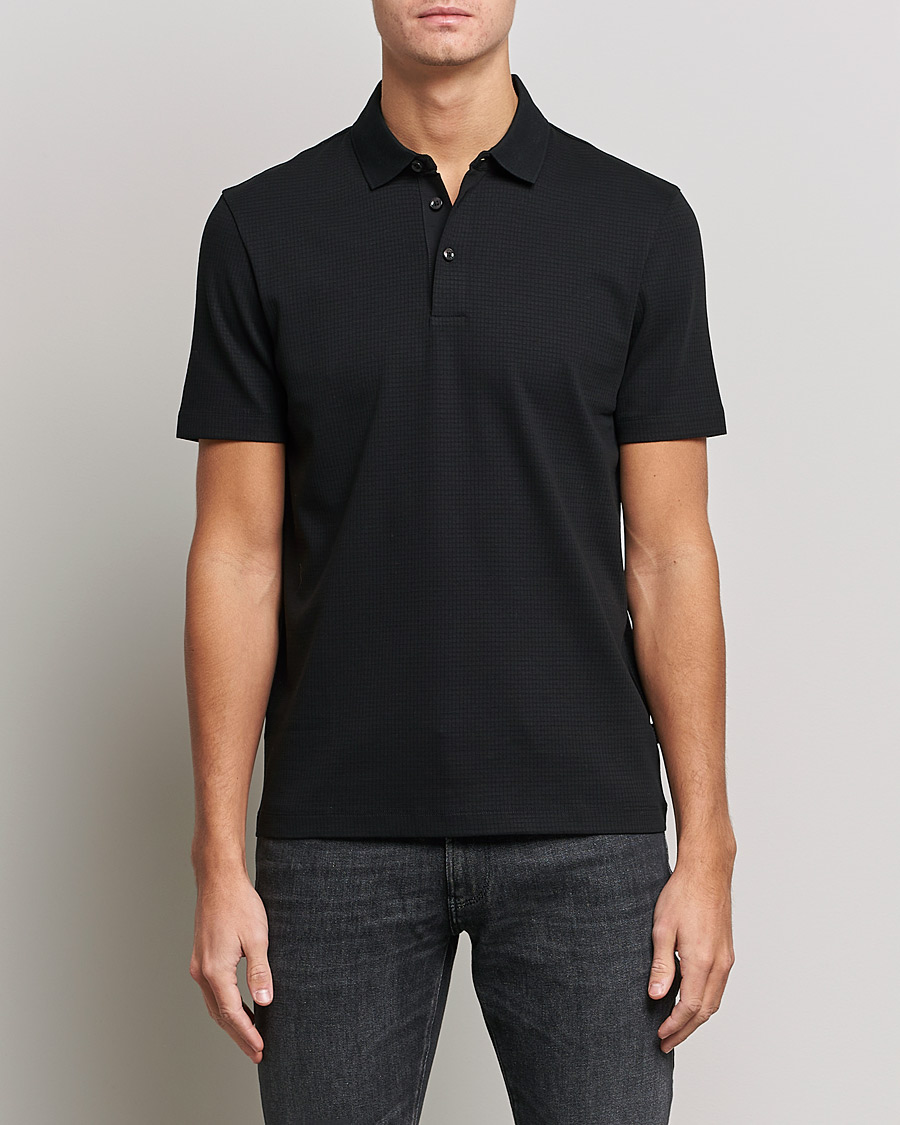 Herren | Poloshirts | BOSS BLACK | Pitton Waffle Polo Black
