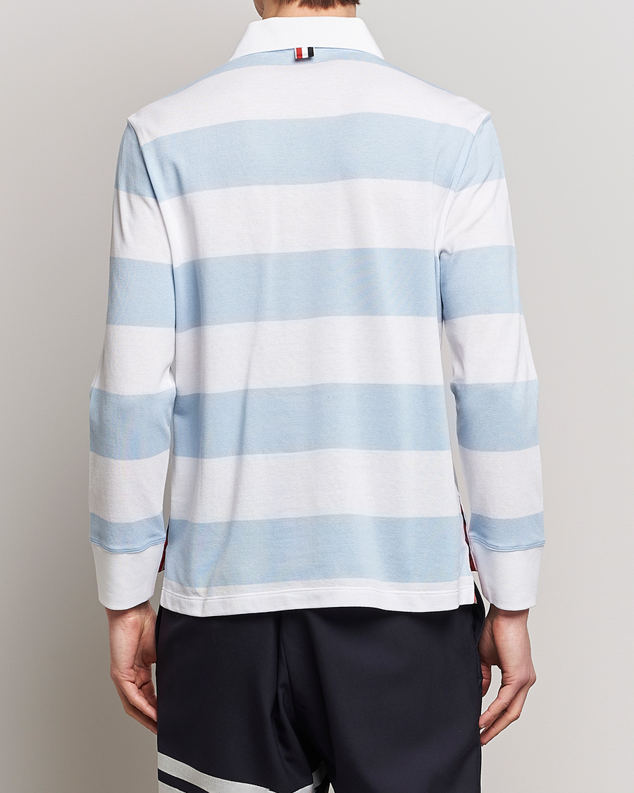 Herren | Pullover | Thom Browne | Rugby Stripe Long Sleeve Polo Light Blue