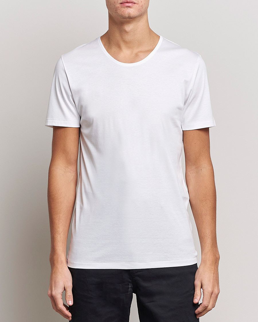 Herren | Kurzarm T-Shirt | Zimmerli of Switzerland | Sea Island Cotton Crew Neck T-Shirt White