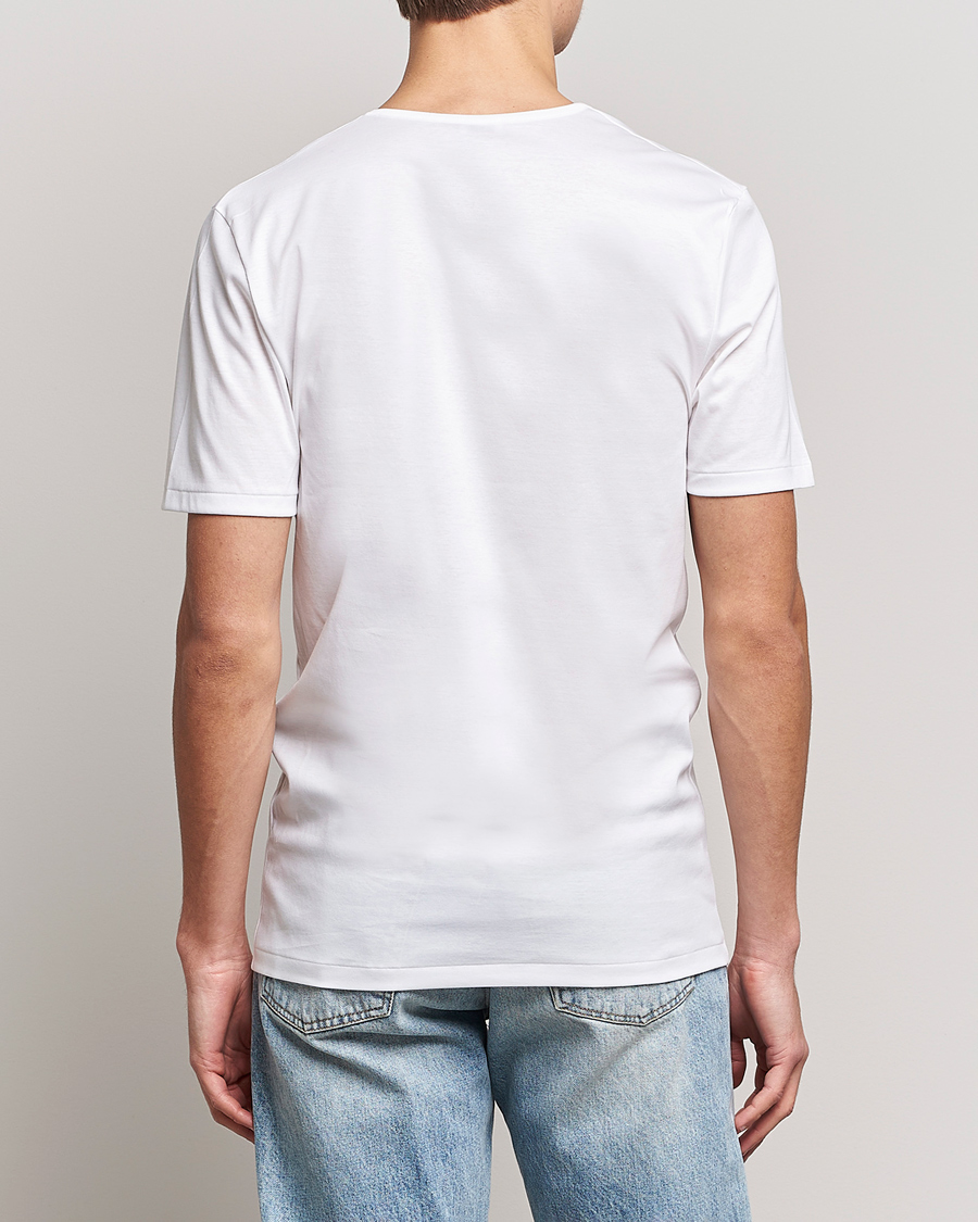 Herren | T-Shirts | Zimmerli of Switzerland | Sea Island Cotton V-Neck T-Shirt White