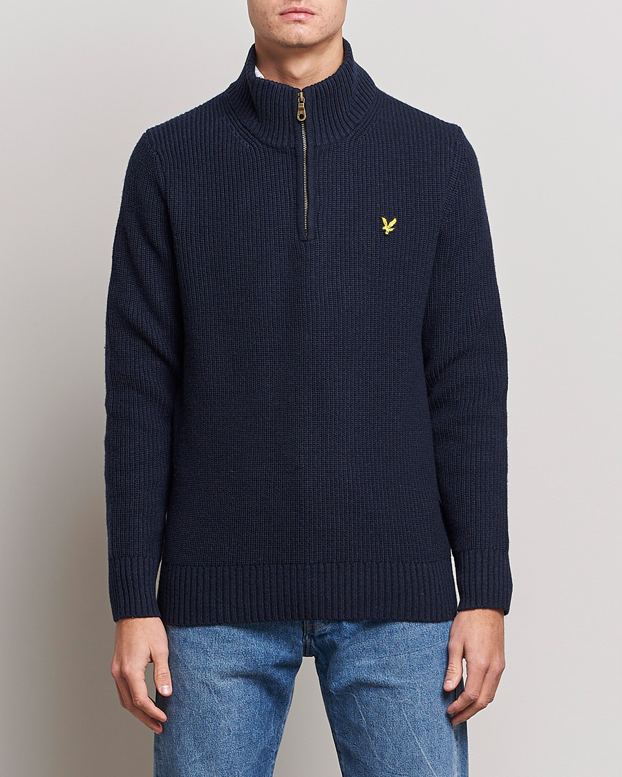 Herren | Pullover | Lyle & Scott | Ribbed Quarter Zip Sweater Navy