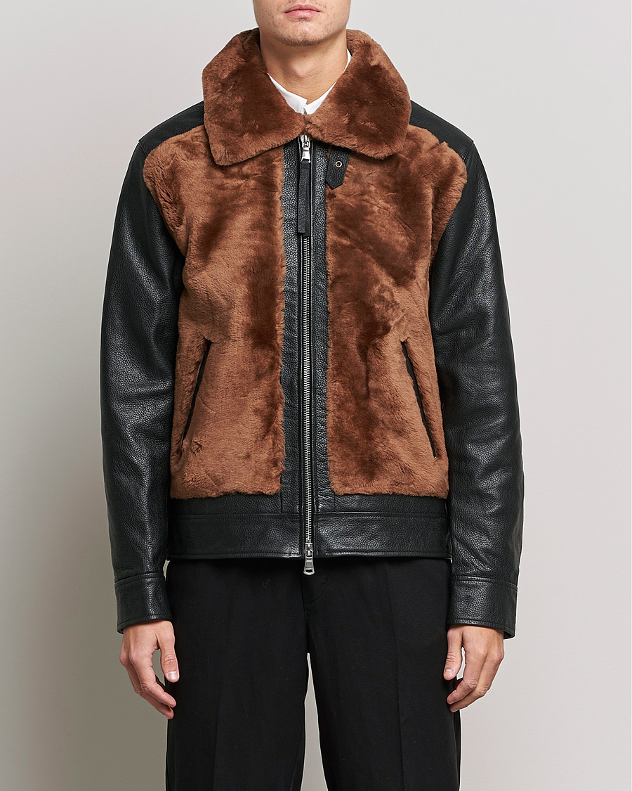 Herren | Jacken | J.Lindeberg | Grizzly Sheepskin Leather Jacket Chipmunk