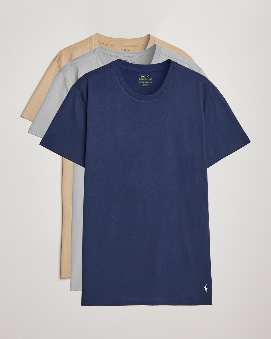 Herren | T-Shirts | Polo Ralph Lauren | 3-Pack Crew Neck T-Shirt Grey/Navy/Sand Dune