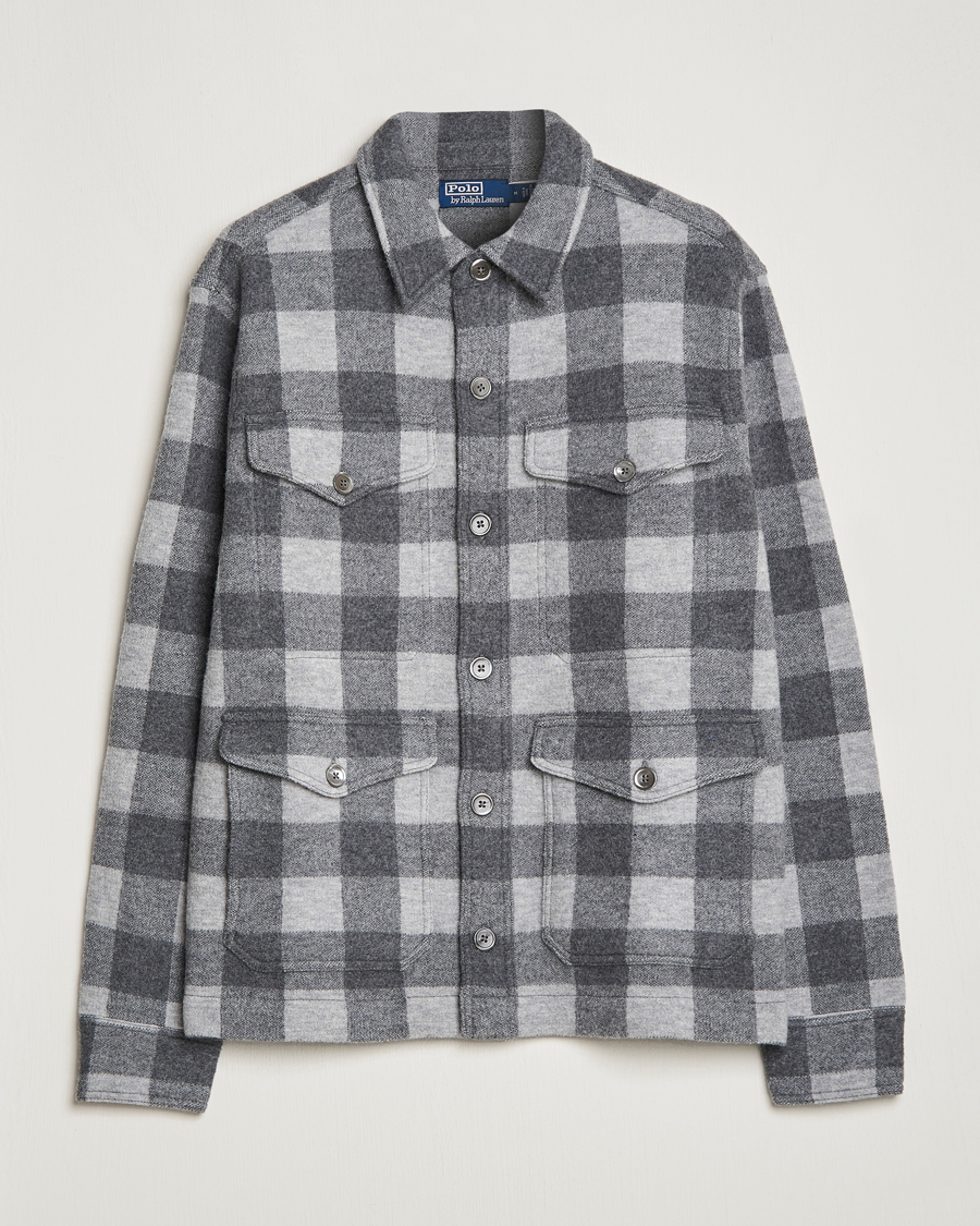 Herren | Hemden | Polo Ralph Lauren | Checked Wool Overshirt Jacket Grey Multi