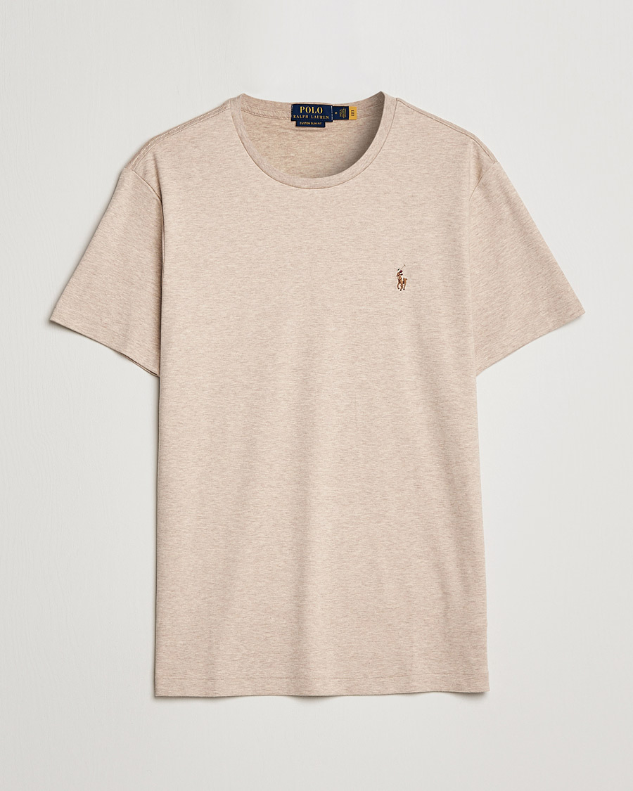Herren | T-Shirts | Polo Ralph Lauren | Luxury Pima Cotton Crew Neck T-Shirt Sand Heather