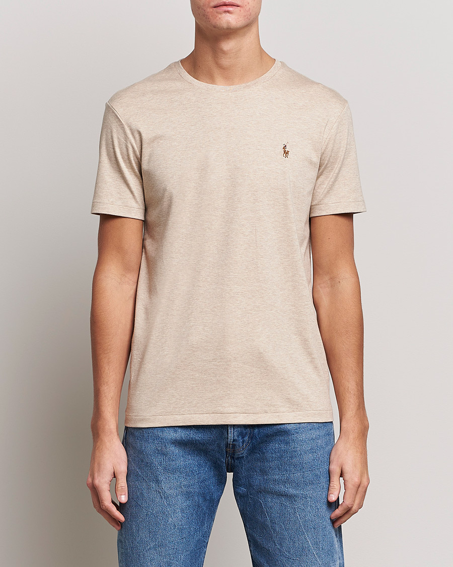 Herren | T-Shirts | Polo Ralph Lauren | Luxury Pima Cotton Crew Neck T-Shirt Sand Heather