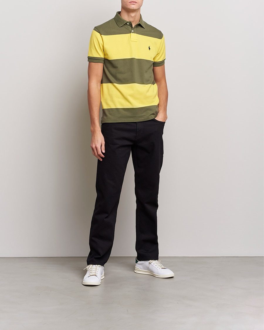 Herren | Poloshirts | Polo Ralph Lauren | Custom Slim Fit Barstriped Polo Lemon/Dark Sage