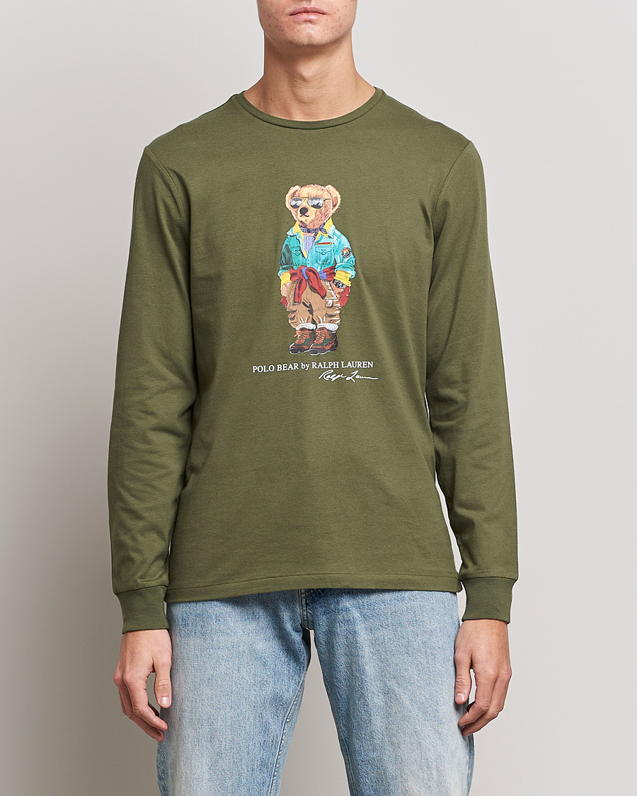 Herren | T-Shirts | Polo Ralph Lauren | Printed Bear Crew Neck Long Sleeve T-Shirt Dark Sage