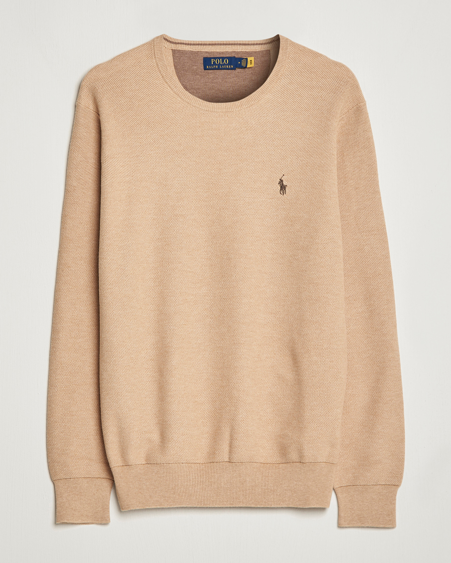 Herren | Pullover | Polo Ralph Lauren | Textured Knitted Crew Neck Camel Melange
