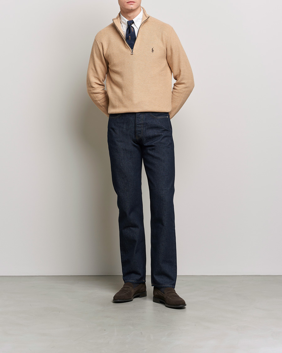 Herren | Pullover | Polo Ralph Lauren | Cotton Half Zip Camel Melange