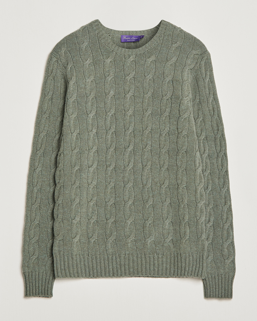 Herren | Pullover | Ralph Lauren Purple Label | Cashmere Cable Crew Neck Sweater Sea Spray