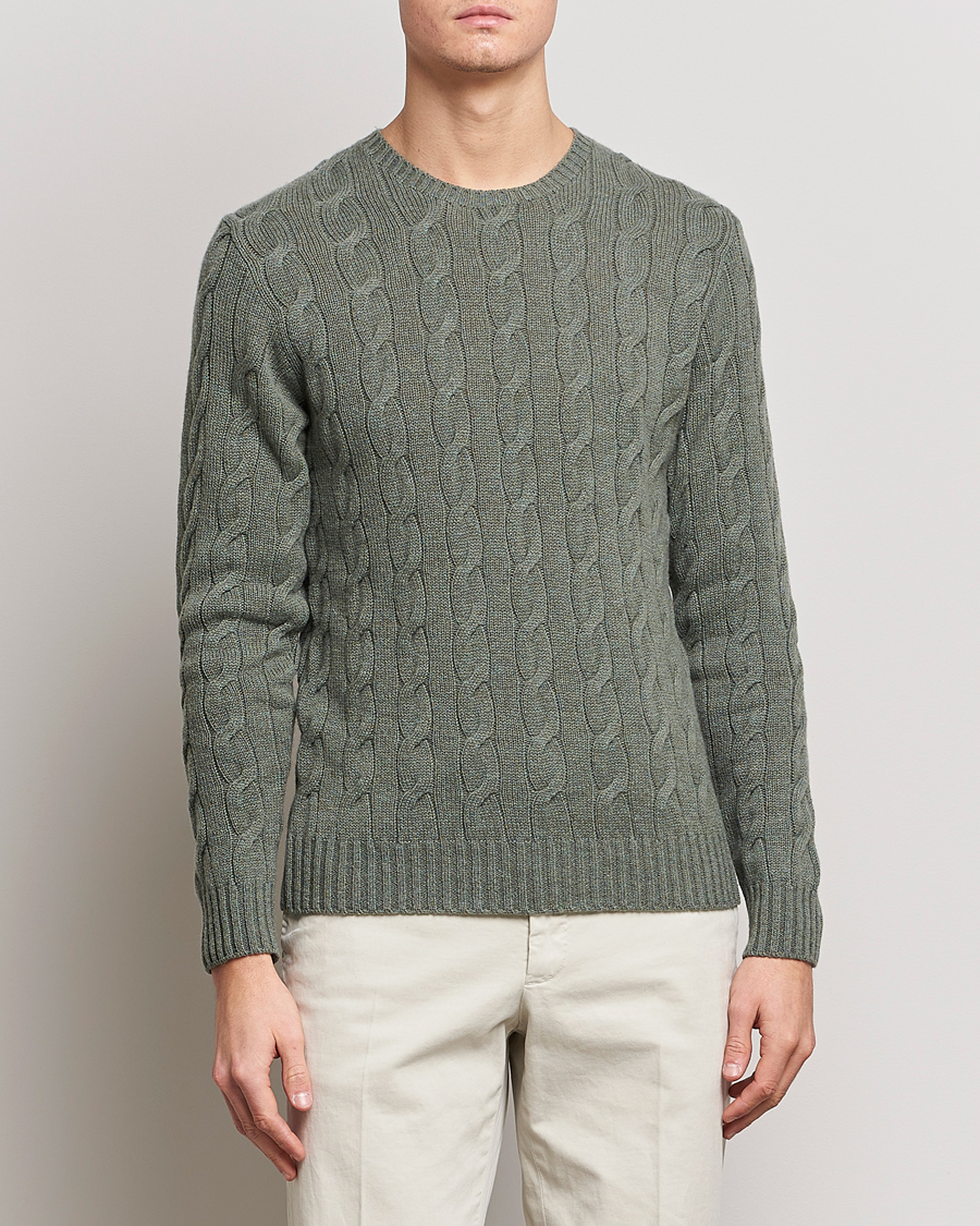 Herren | Pullover | Ralph Lauren Purple Label | Cashmere Cable Crew Neck Sweater Sea Spray