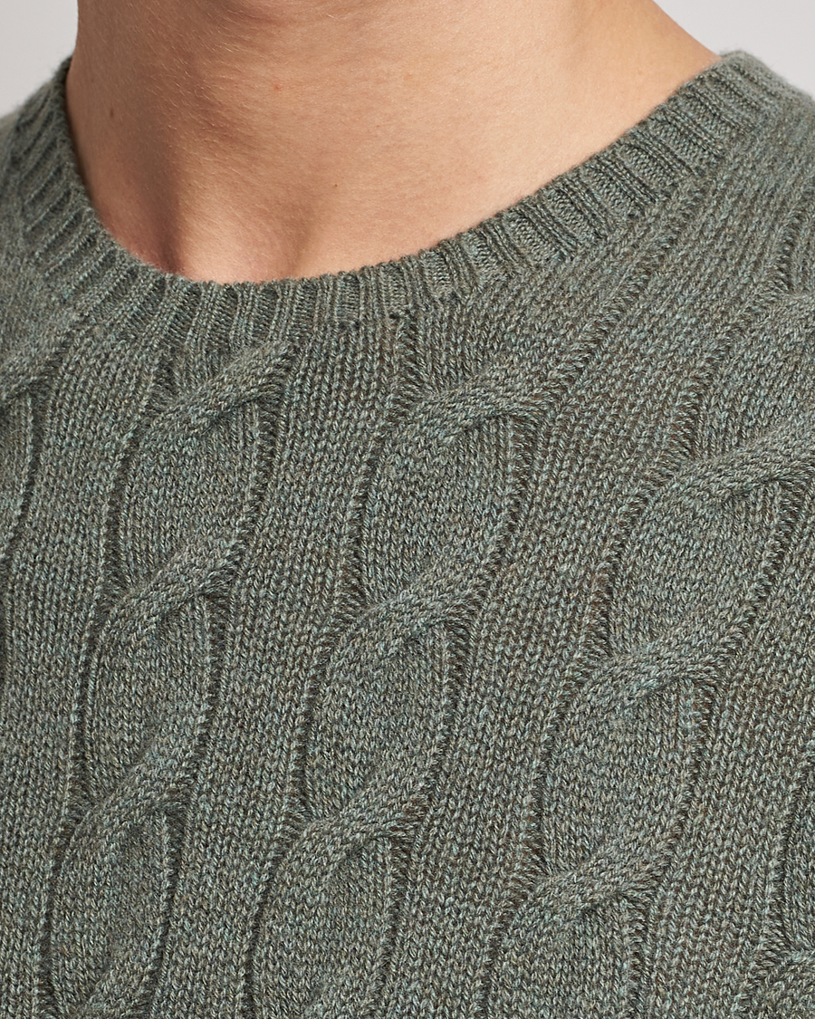 Herren | Pullover | Ralph Lauren Purple Label | Cashmere Cable Crew Neck Sweater Sea Spray