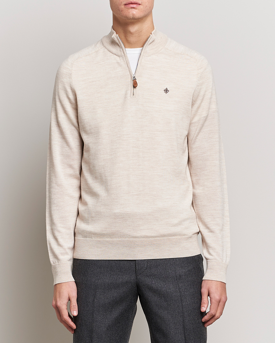 Herren | Pullover | Morris | John Merino Half Zip Ecru