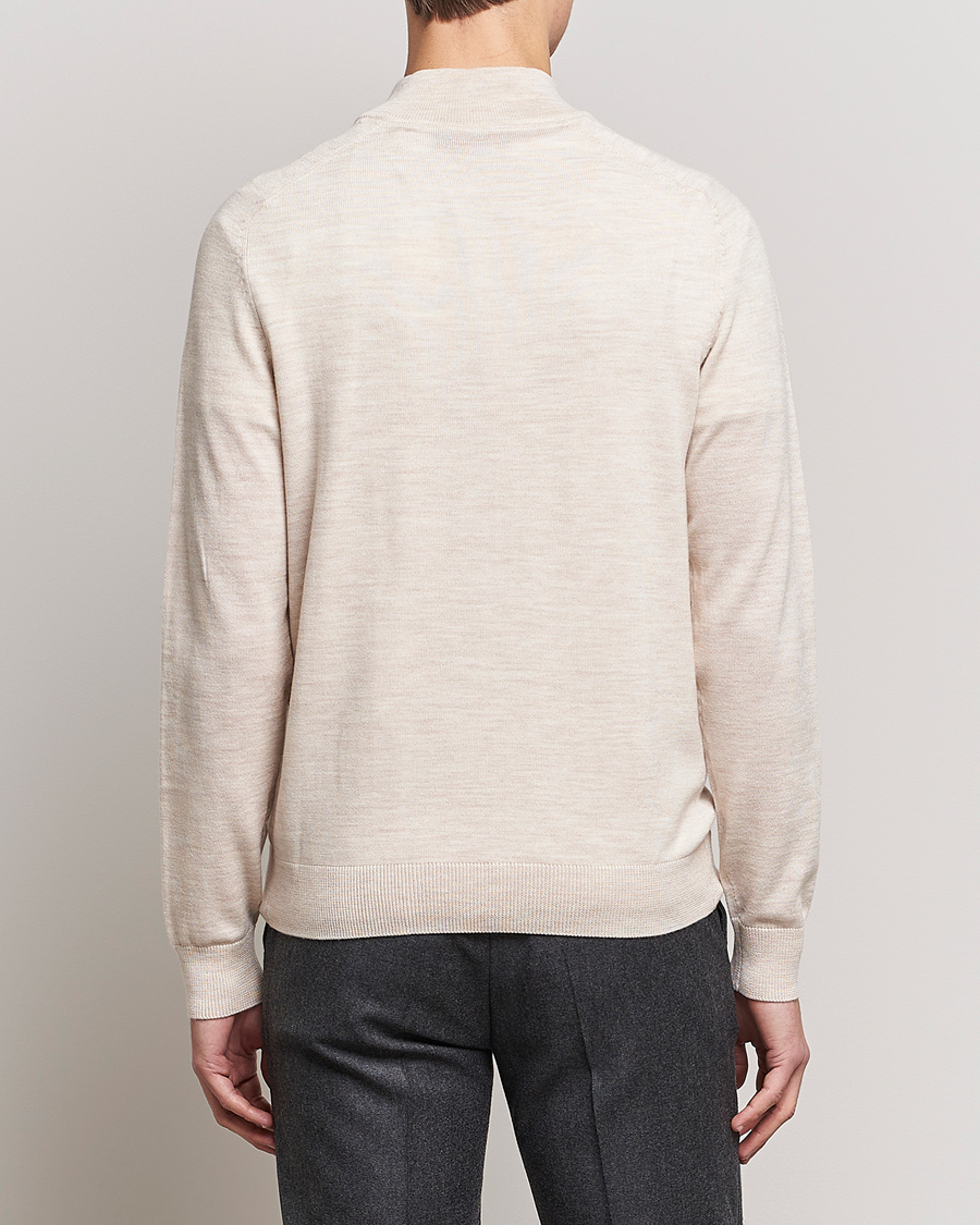 Herren | Pullover | Morris | John Merino Half Zip Ecru