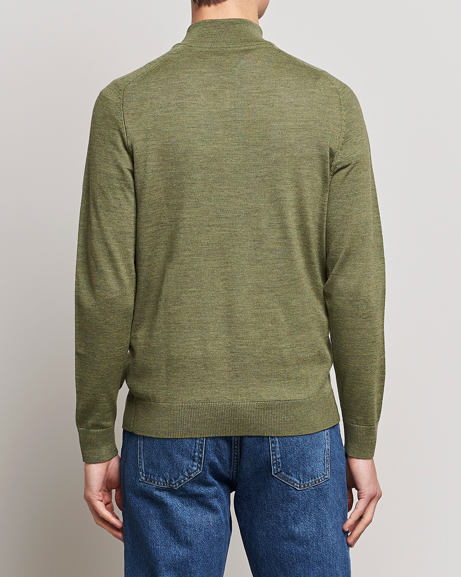 Herren | Pullover | Morris | John Merino Half Zip Sage Green