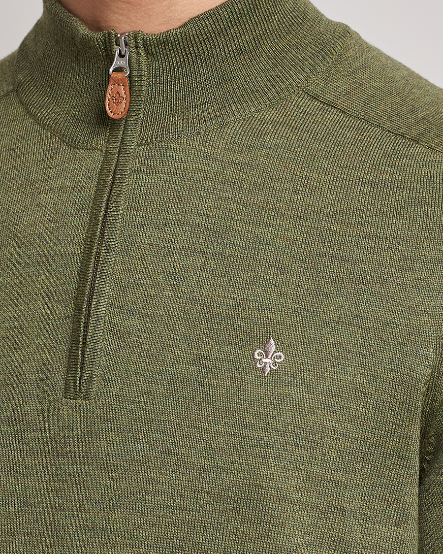 Herren | Pullover | Morris | John Merino Half Zip Sage Green