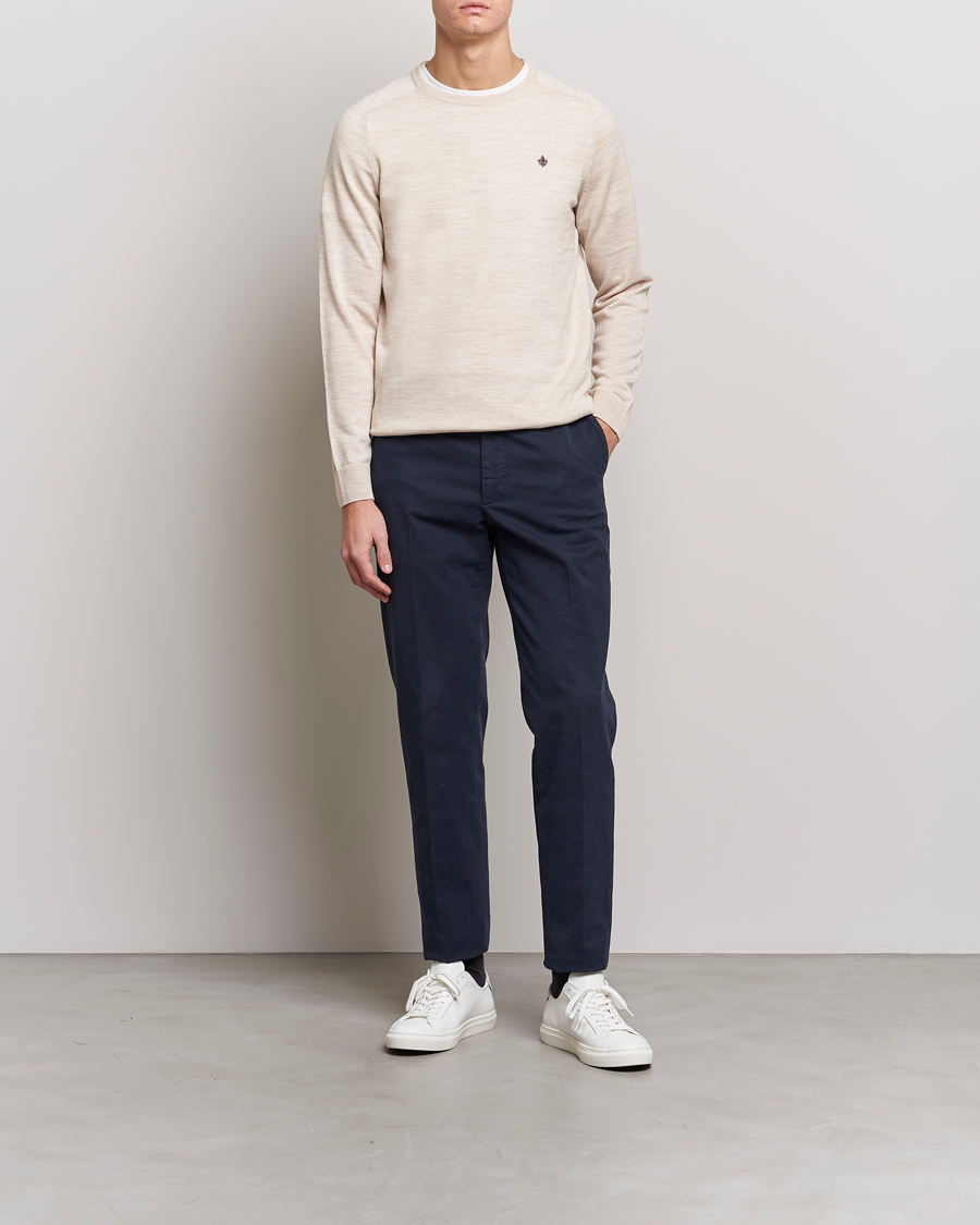 Herren | Pullover | Morris | Merino Crew Neck Pullover Ecru