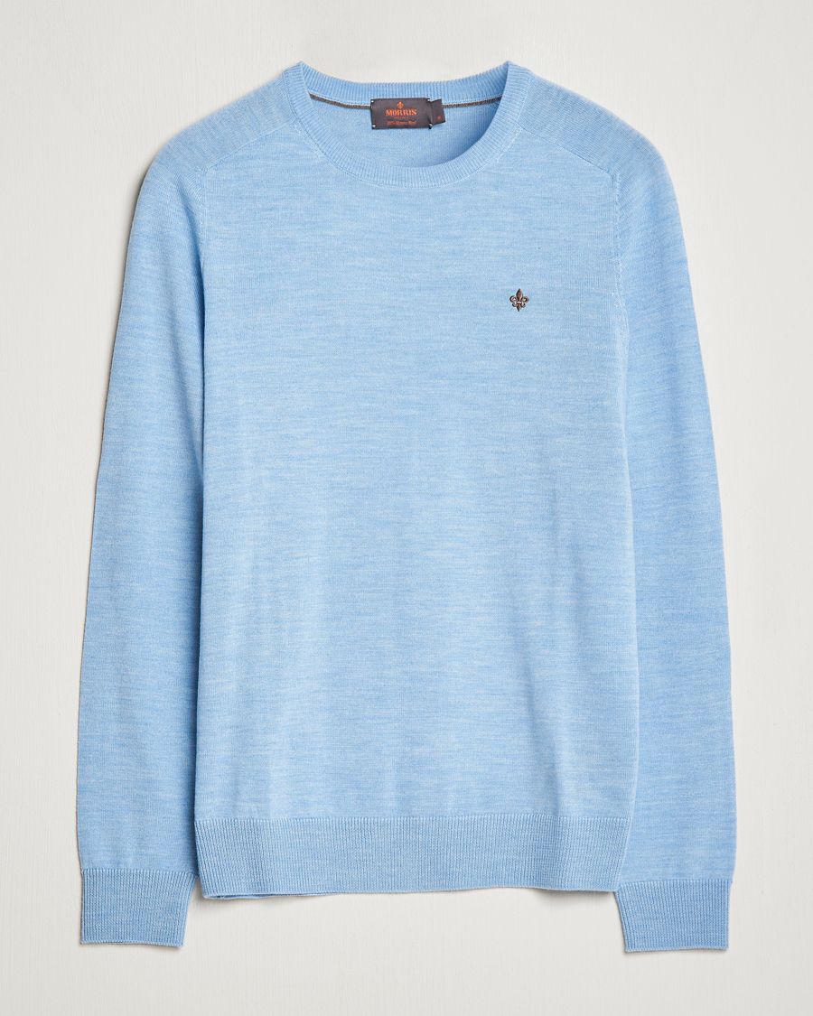 Herren | Pullover | Morris | Merino Crew Neck Pullover Light Blue