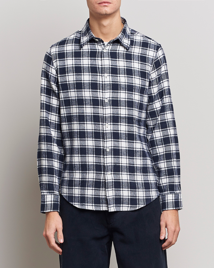 Herren | Hemden | NN07 | Arne Brushed Cotton Checked Shirt Navy/White