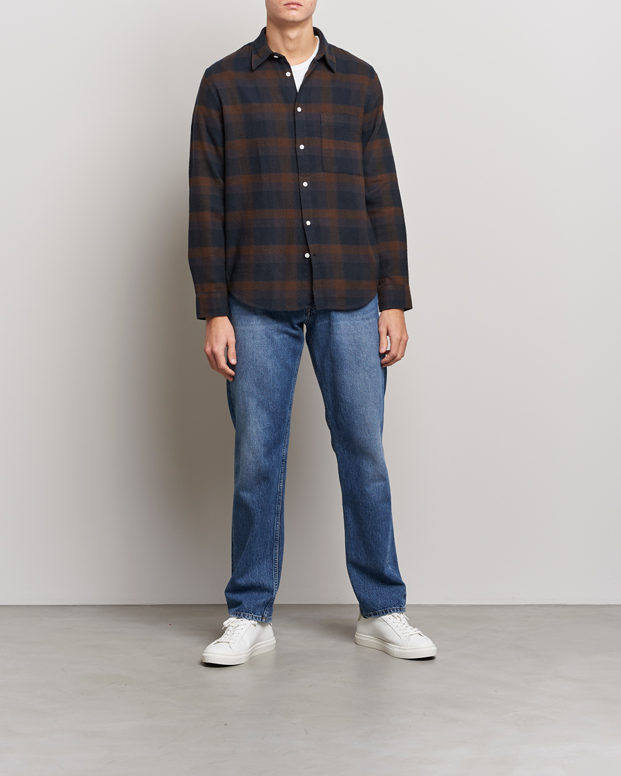 Herren | Hemden | NN07 | Arne Brushed Cotton Checked Shirt Brown/Navy