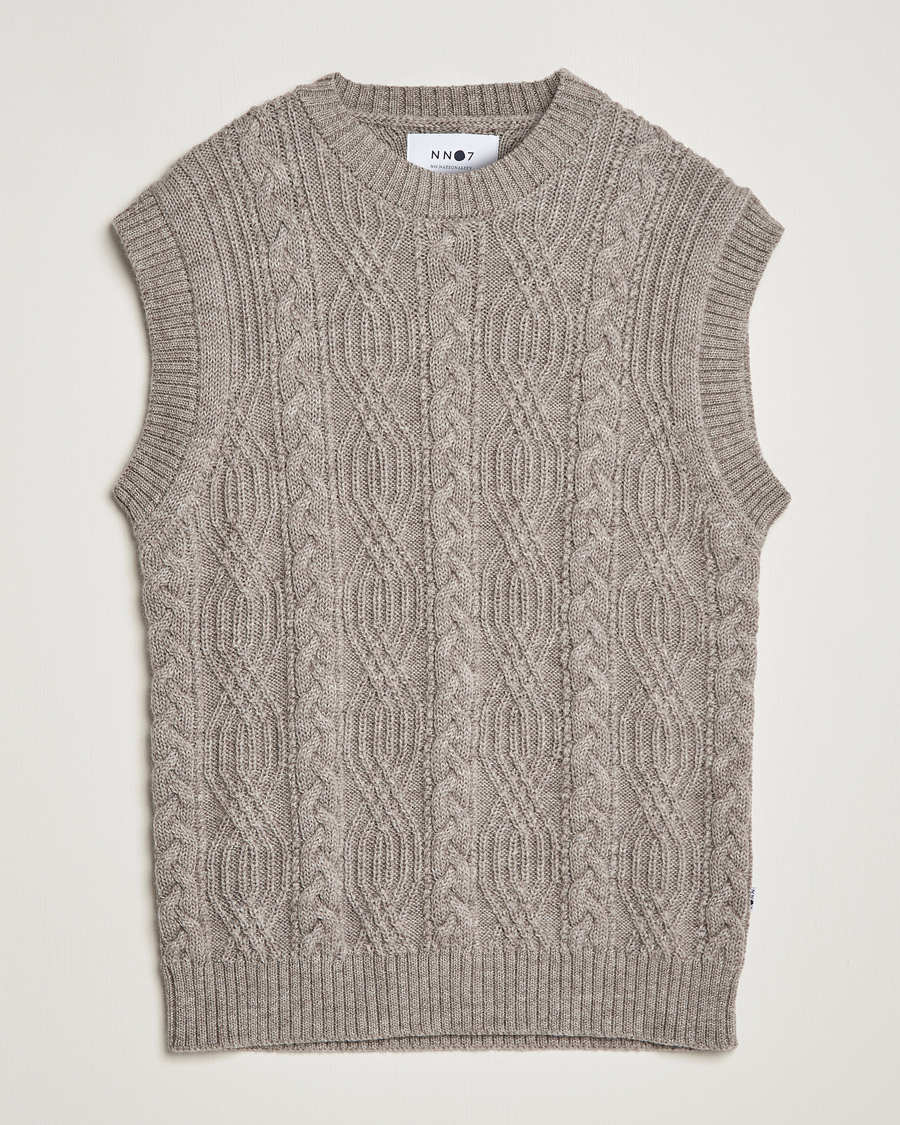 Herren | Pullover | NN07 | Cable Structured Knitted Vest Nature Melange