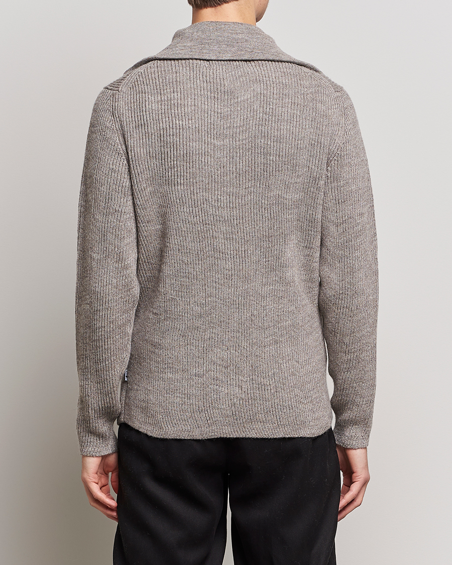 Herren | Pullover | NN07 | Holger Knitted Ribbed Half Zip Nature Melange