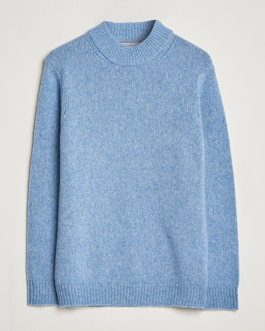 Herren | Pullover | NN07 | Nick Knitted Merino Mock Neck Light Blue Melange