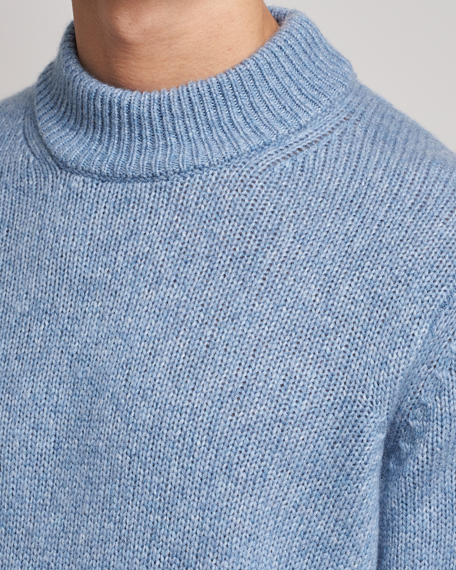 Herren | Pullover | NN07 | Nick Knitted Merino Mock Neck Light Blue Melange