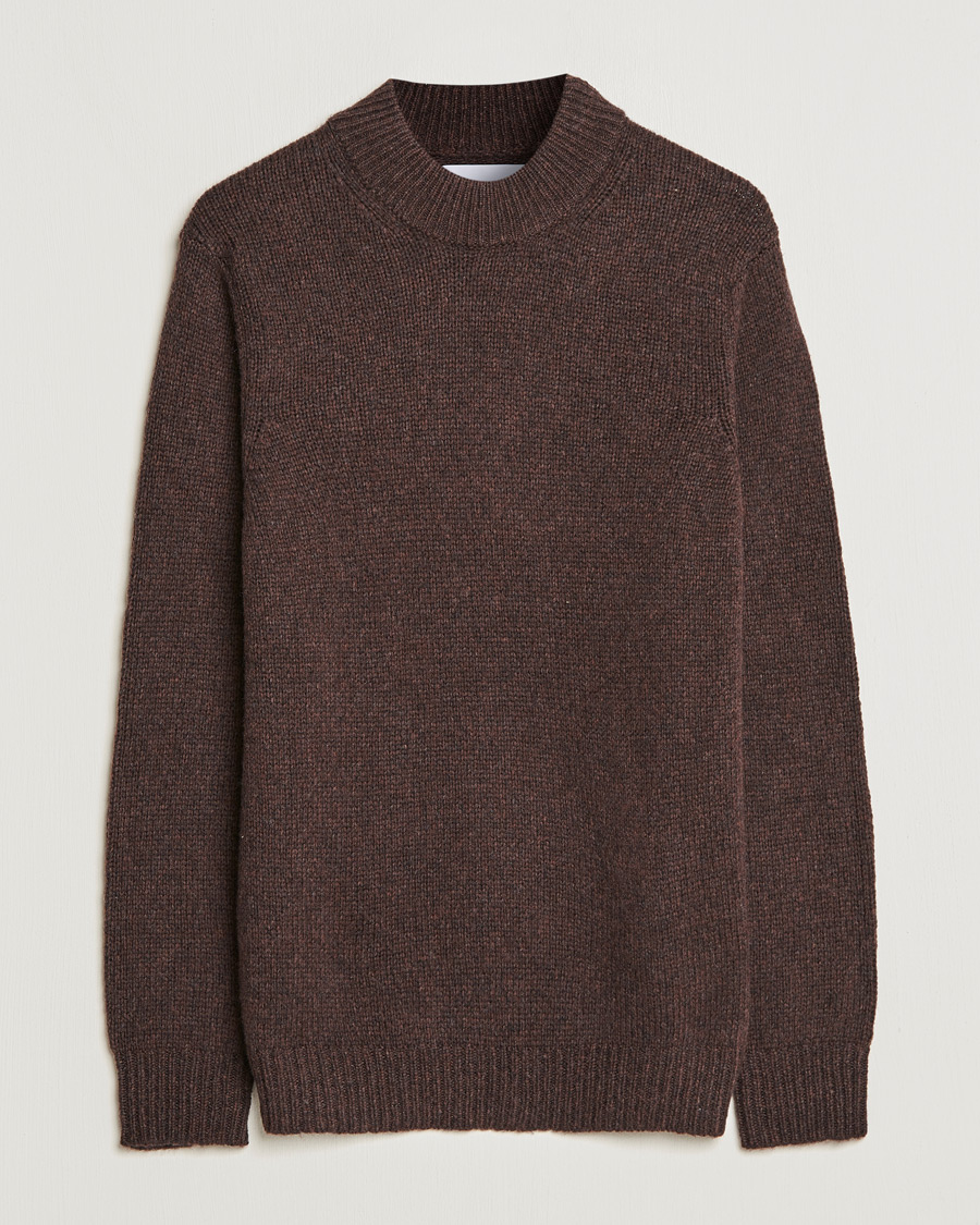 Herren | Pullover | NN07 | Nick Knitted Merino Mock Neck Dark Brown