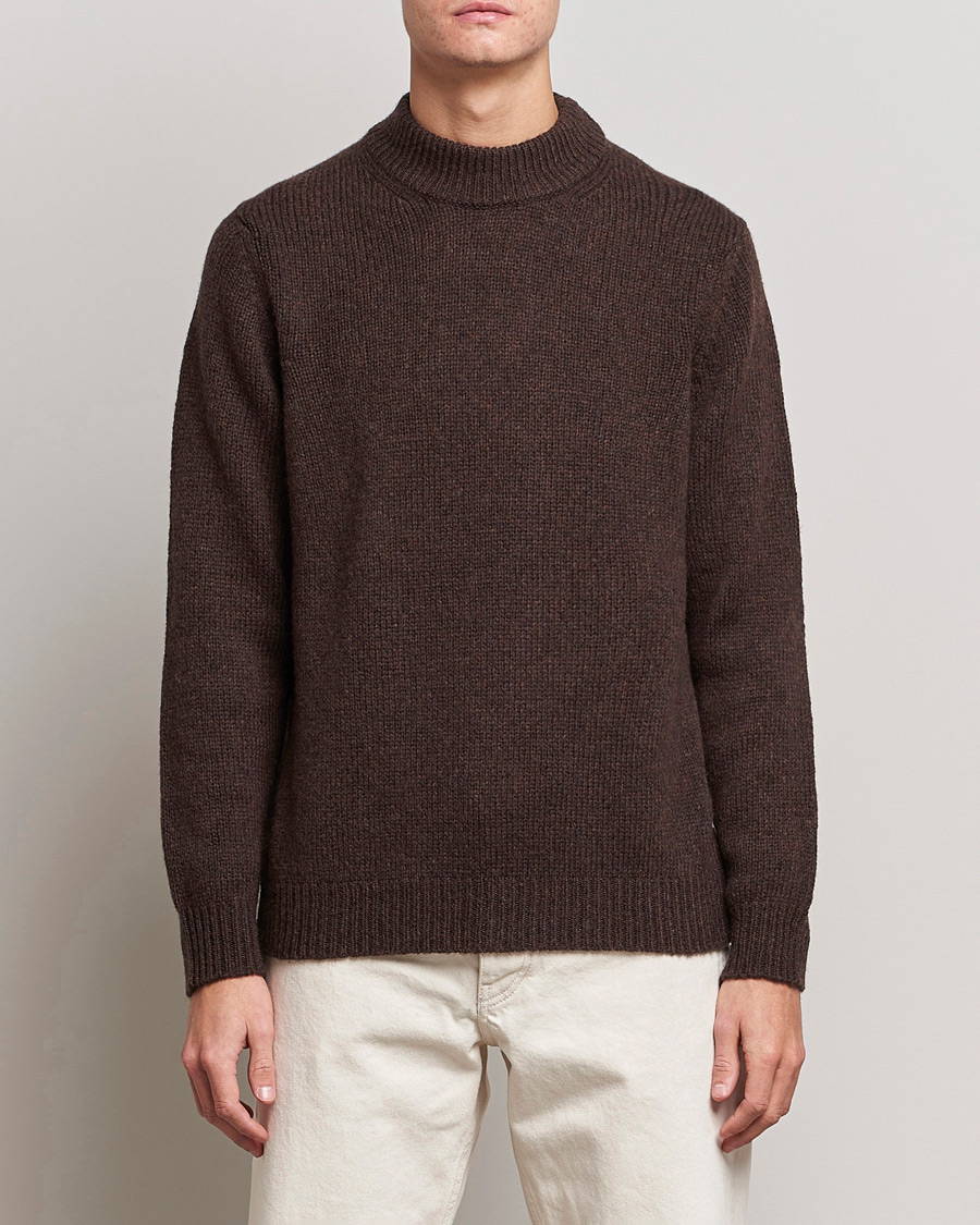 Herren | Pullover | NN07 | Nick Knitted Merino Mock Neck Dark Brown