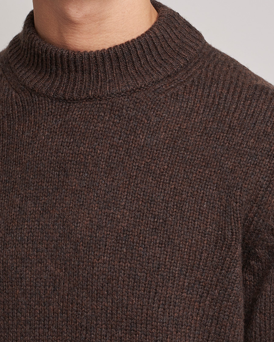Herren | Pullover | NN07 | Nick Knitted Merino Mock Neck Dark Brown